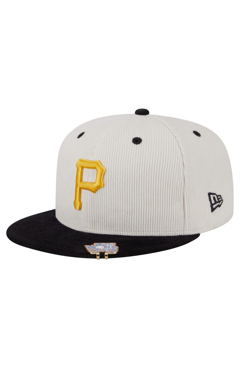 New Era Men's New Era Cream/Black Pittsburgh Pirates Two-Tone Corduroy 59FIFTY Fitted Hat, Alternate, color, Cream