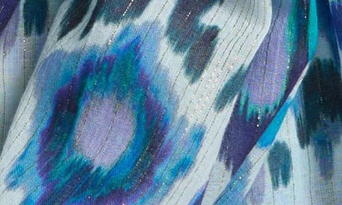Echo Metallic Ikat Floral Scarf In Sky Blue