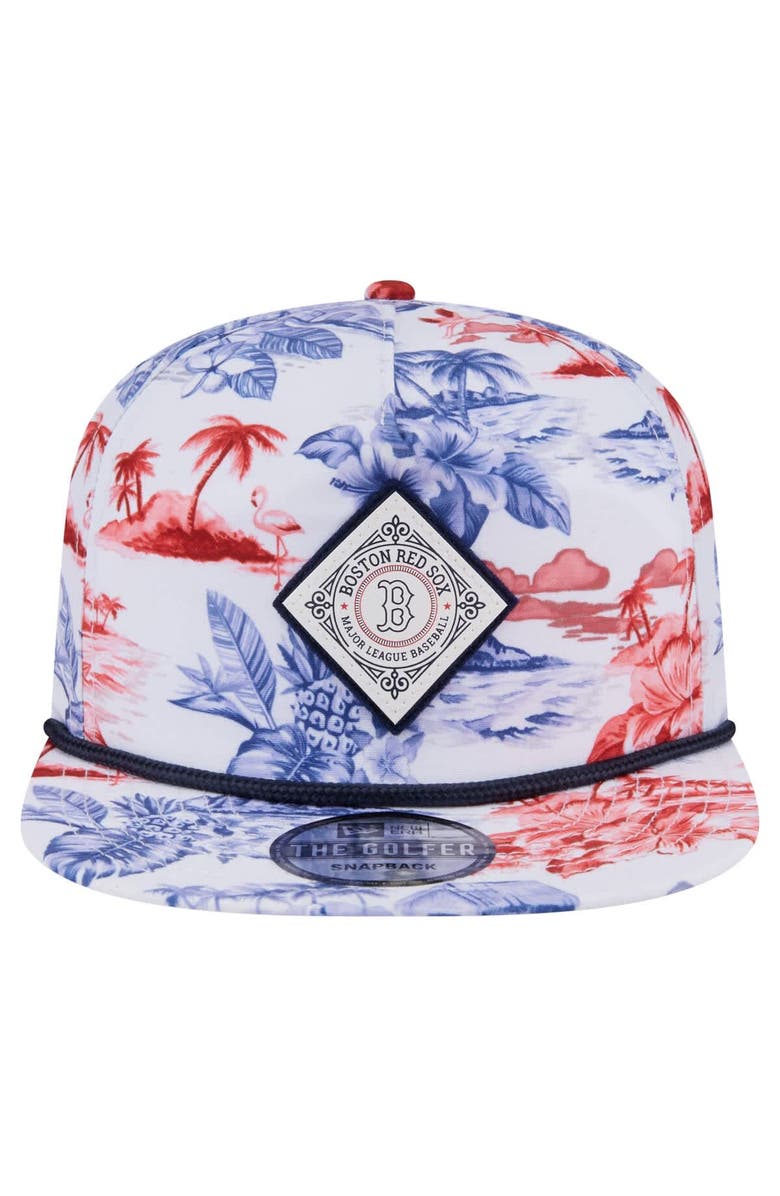 New Era Men's New Era White Boston Red Sox Printed Island Golfer Snapback Hat, Alternate, color, White