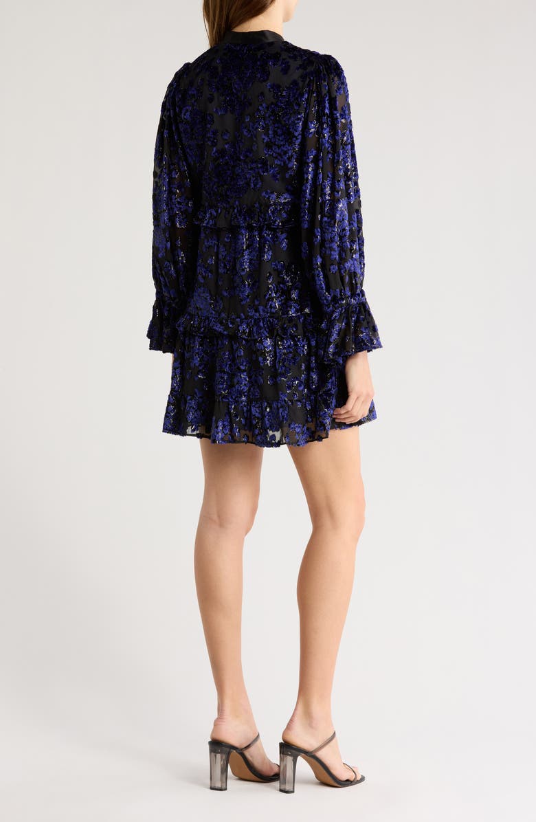 Moranne Long Sleeve Burnout Velvet Shift Dress