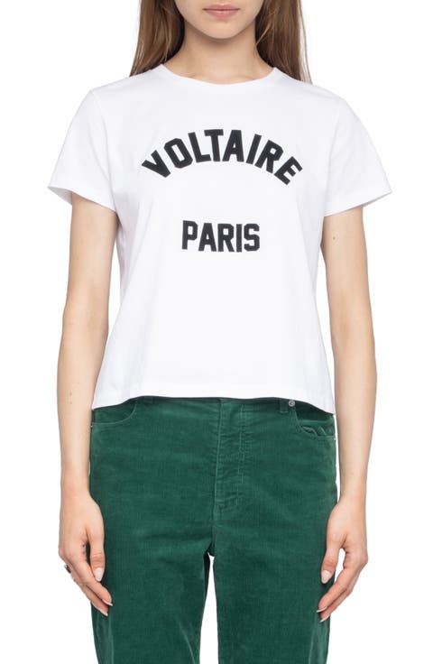 Tシャツ・カットソー Zadig & Voltaire Strass Beaded Cotton Top Stars Strass T Shirt - ZADIG & VOLTAIRE