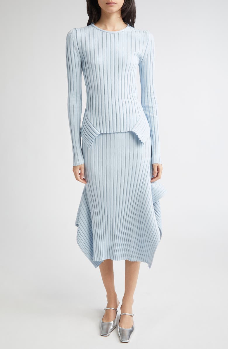 Stella McCartney Textured Knit Rib Skirt, Alternate, color, 4210 - Light Blue