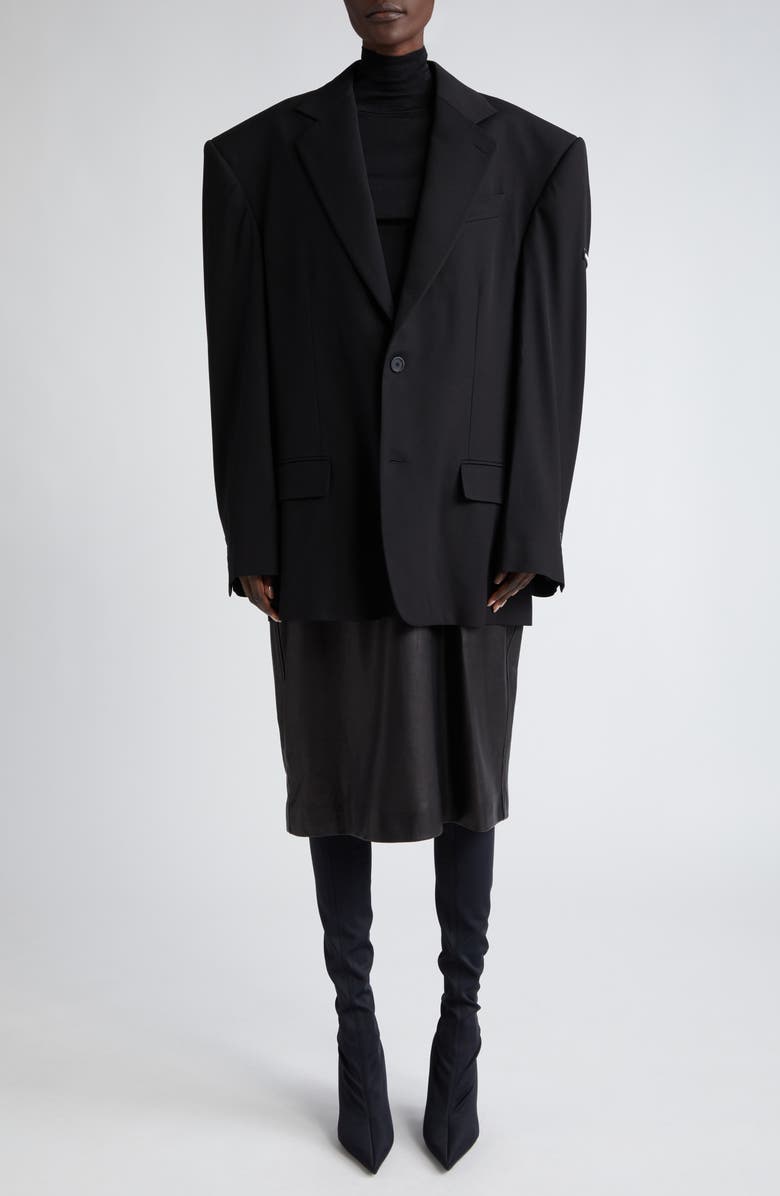 Balenciaga Leather A-Line Midi Skirt, Alternate, color, 