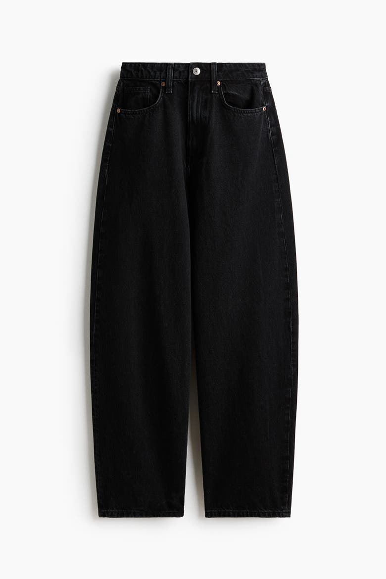 Barrel-leg High-waist Jeans, Alternate, color, Denim black