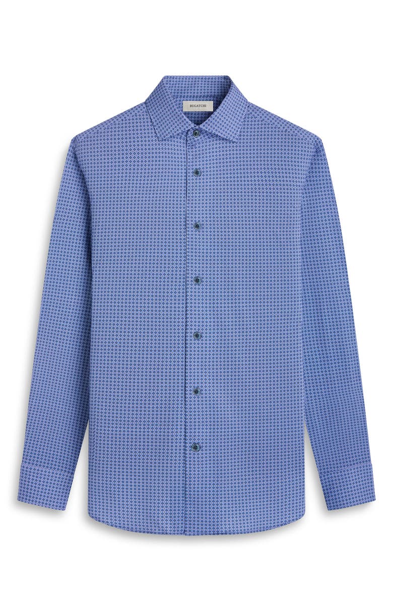 Bugatchi Devon OoohCotton<sup>®</sup> Geo Print Button-Up Shirt, Alternate, color, Cobalt