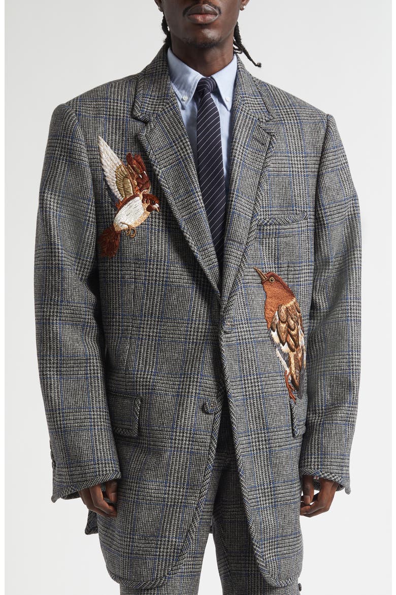 Canary Embroidered Glen Plaid Wool Sport Coat, Main, color, MEDIUM GREY
