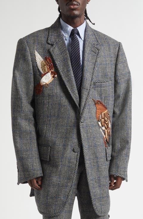 Canary Embroidered Glen Plaid Wool Sport Coat