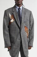 Thom Browne Canary Embroidered Glen Plaid Wool Sport Coat