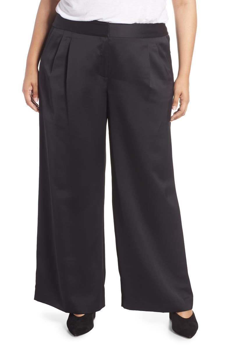 Vince Camuto High Rise Wide Leg Satin Pants, Main, color, 