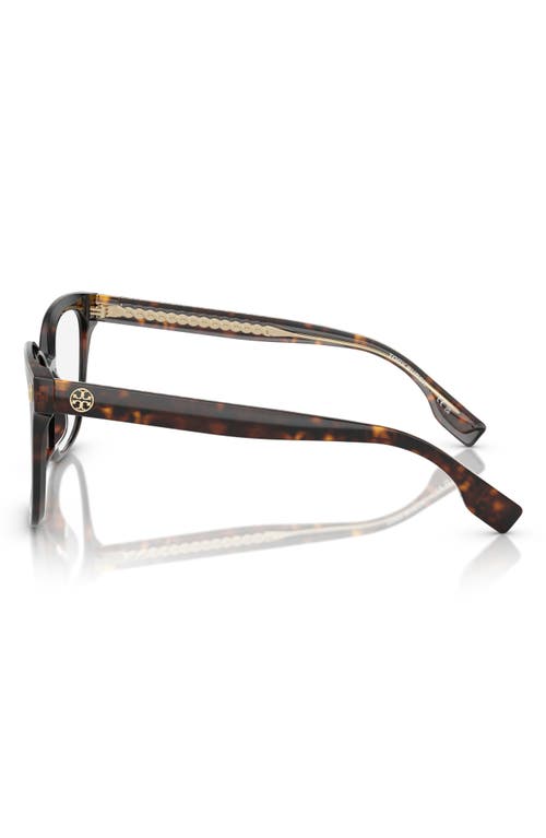 Tory Burch 53mm Square Optical Glasses In Dk Tort