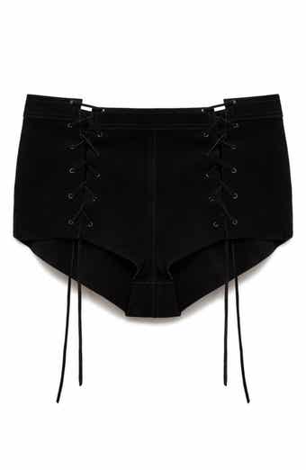 MANGO Cloe Lace-Up Leather Shorts