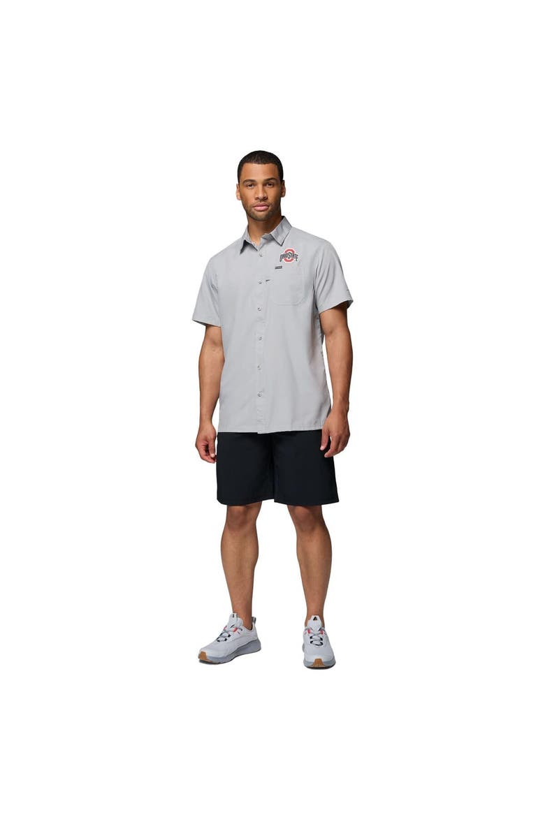 Men's Columbia Gray Ohio State Buckeyes Slack Tide Camp Button-Up Shirt, Alternate, color, Gray