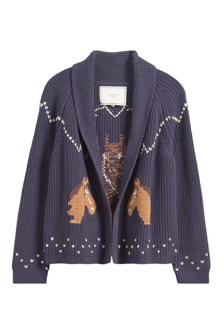 The Horse Lodge Cotton Blend Cardigan, Alternate, color, NAVY