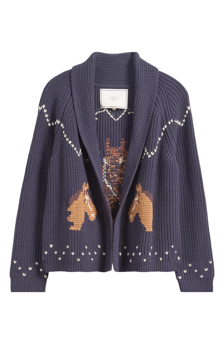 THE GREAT. The Horse Lodge Cotton Blend Cardigan, Main, color, Navy