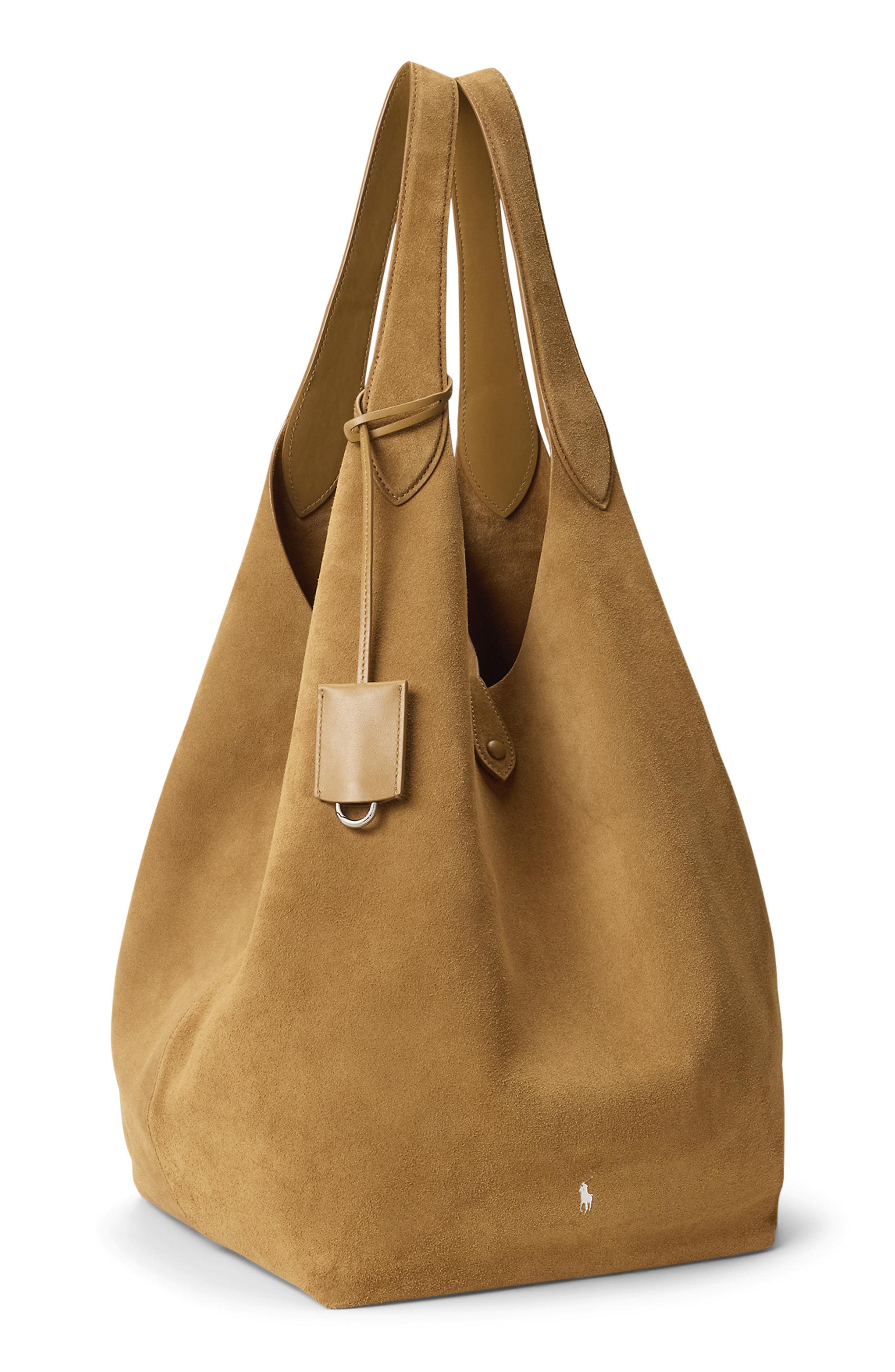 Polo Ralph Lauren Large Polo Play Suede Tote, Alternate, color, Caramel