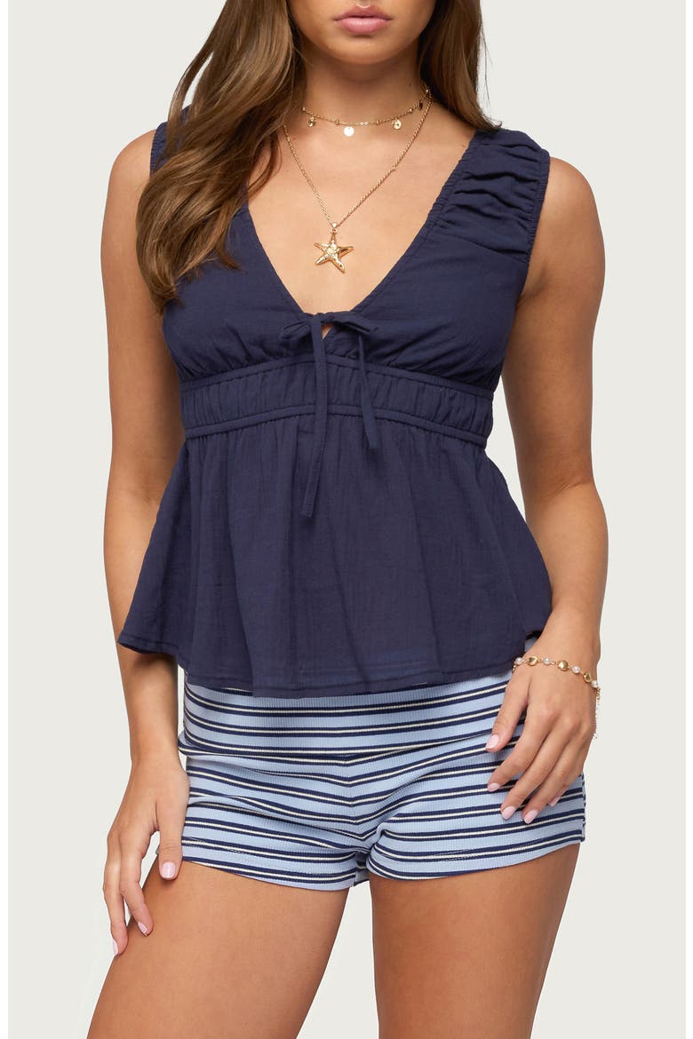 Bertha Sleeveless Babydoll Top, Main, color, NAVY