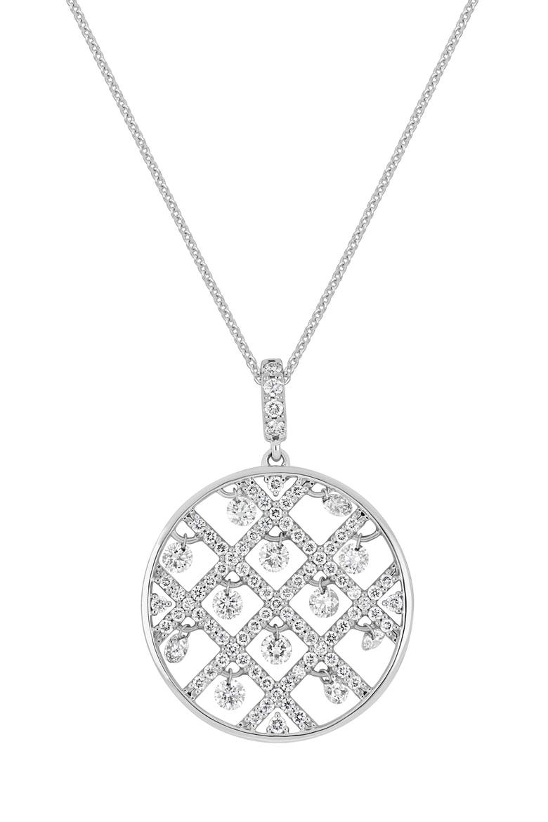 Audrey Diamond Lattice Medallion Necklace, Main, color, 18K WHITE GOLD