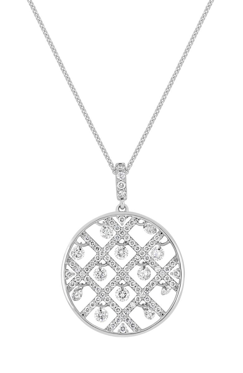 Bony Levy Audrey Diamond Lattice Medallion Necklace, Main, color, 18K White Gold