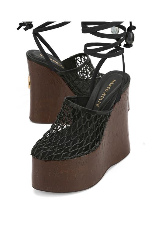 Naked Wolfe Platform Wedge Ankle Wrap Sandal