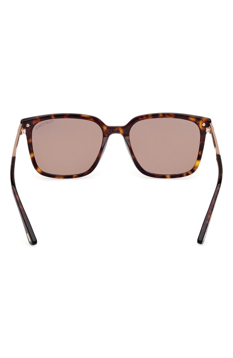 TOM FORD 56mm Square Sunglasses, Alternate, color, Dark Havana / Brown