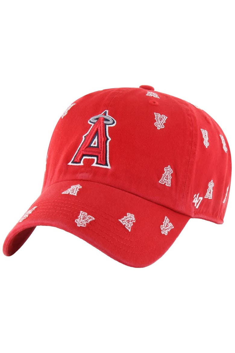 Women's '47 Red Los Angeles Angels Confetti Clean Up Adjustable Hat, Main, color, Red