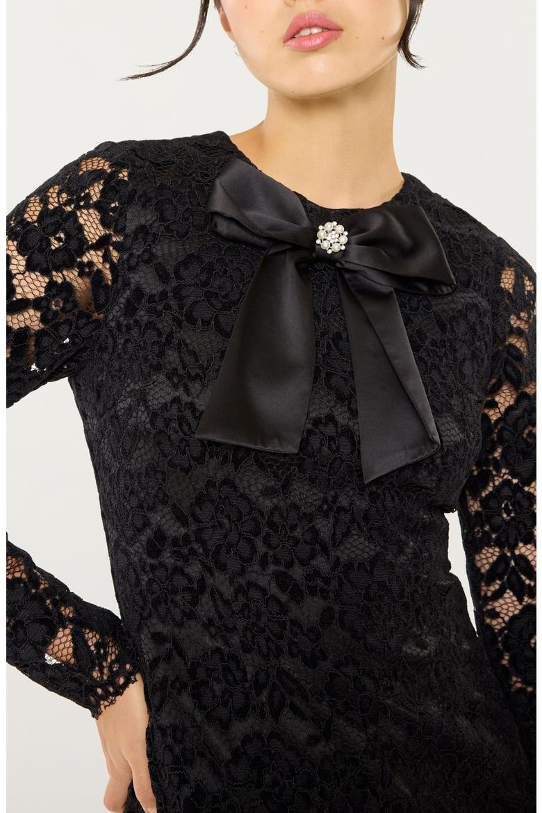 Tyler Long Sleeve Lace Minidress, Alternate, color, BLACK