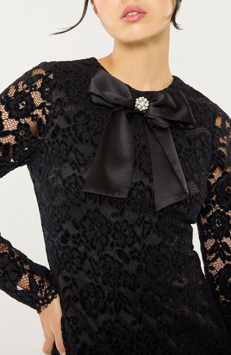 LIKELY Tyler Long Sleeve Lace Minidress, Alternate, color, Black