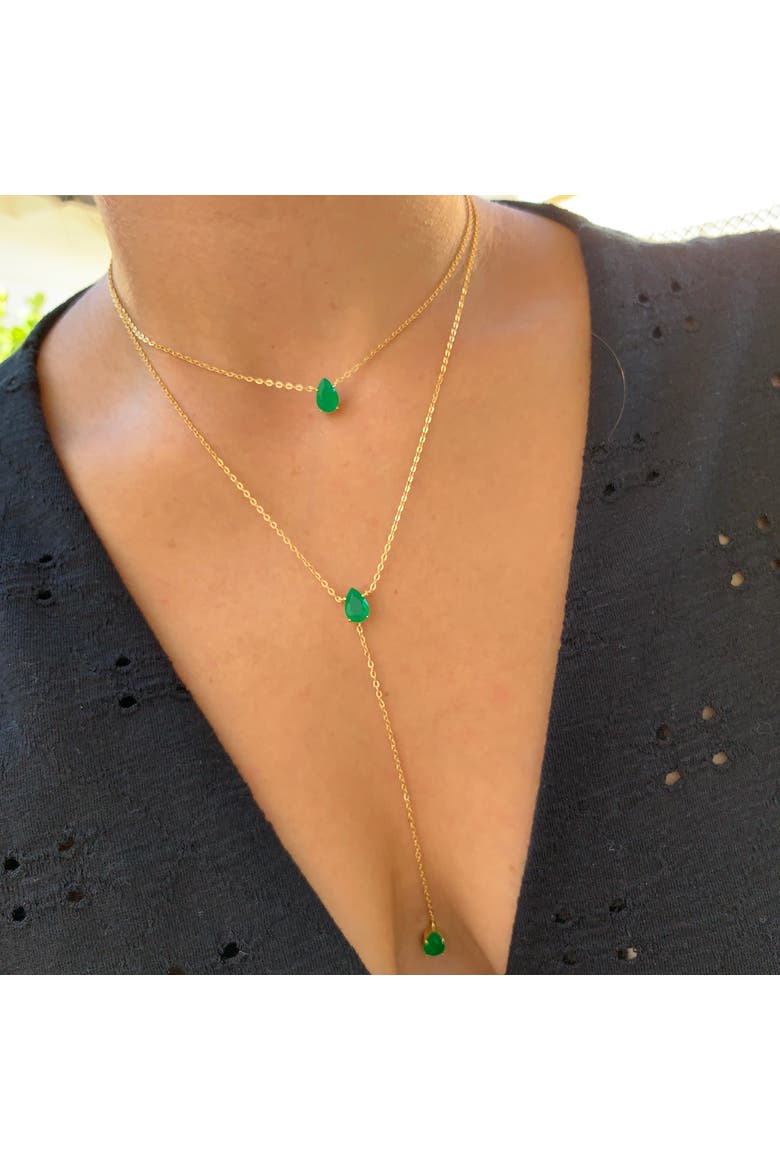 Emerald lariat necklace set, Alternate, color, green