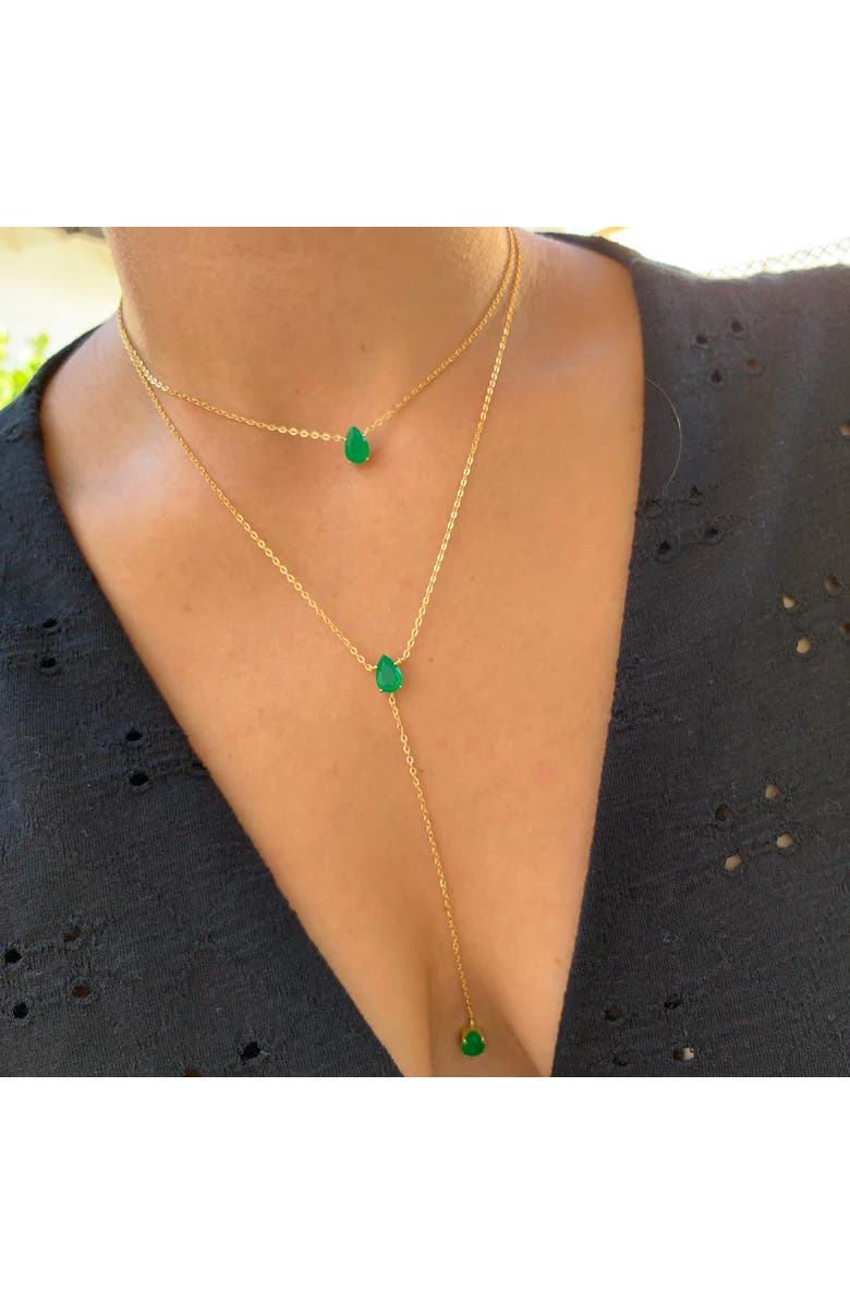 Gemma Azzurro Emerald lariat necklace set, Alternate, color, Green