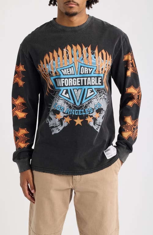 Memory Lane Flame Shield Oversize Cotton Graphic T-shirt In Black