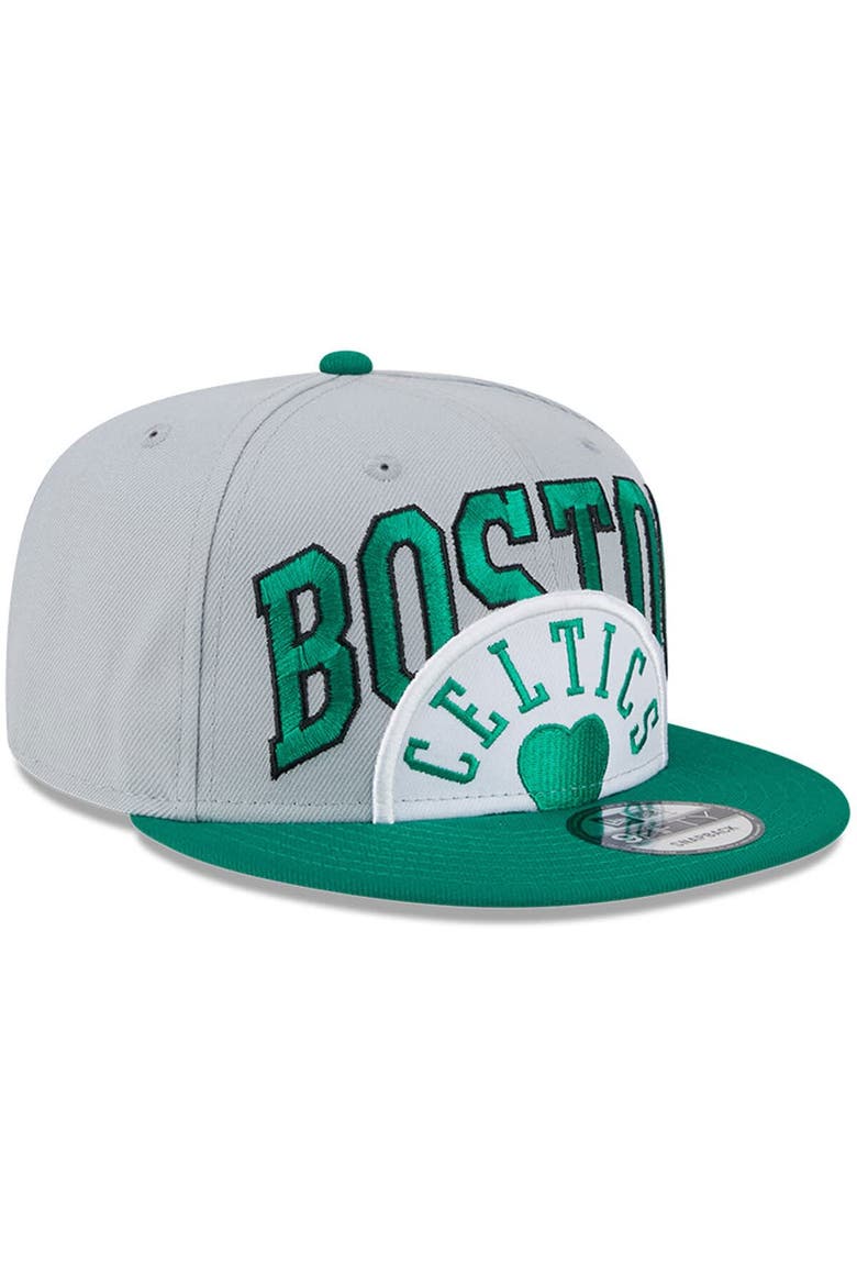Men's New Era Gray/Kelly Green Boston Celtics Tip-Off Two-Tone 9FIFTY Snapback Hat, Alternate, color, Gray