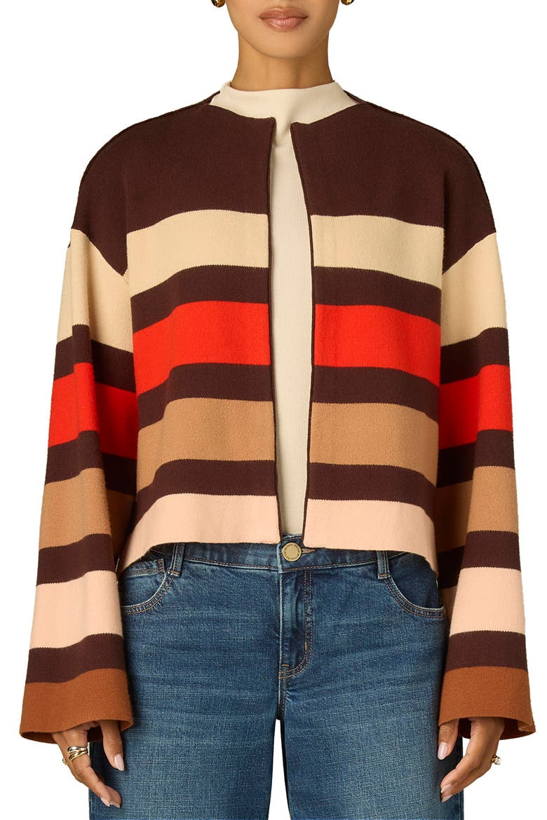 Stripe Cardigan, Main, color, CHOCOLATE TRUFFLE MULTI