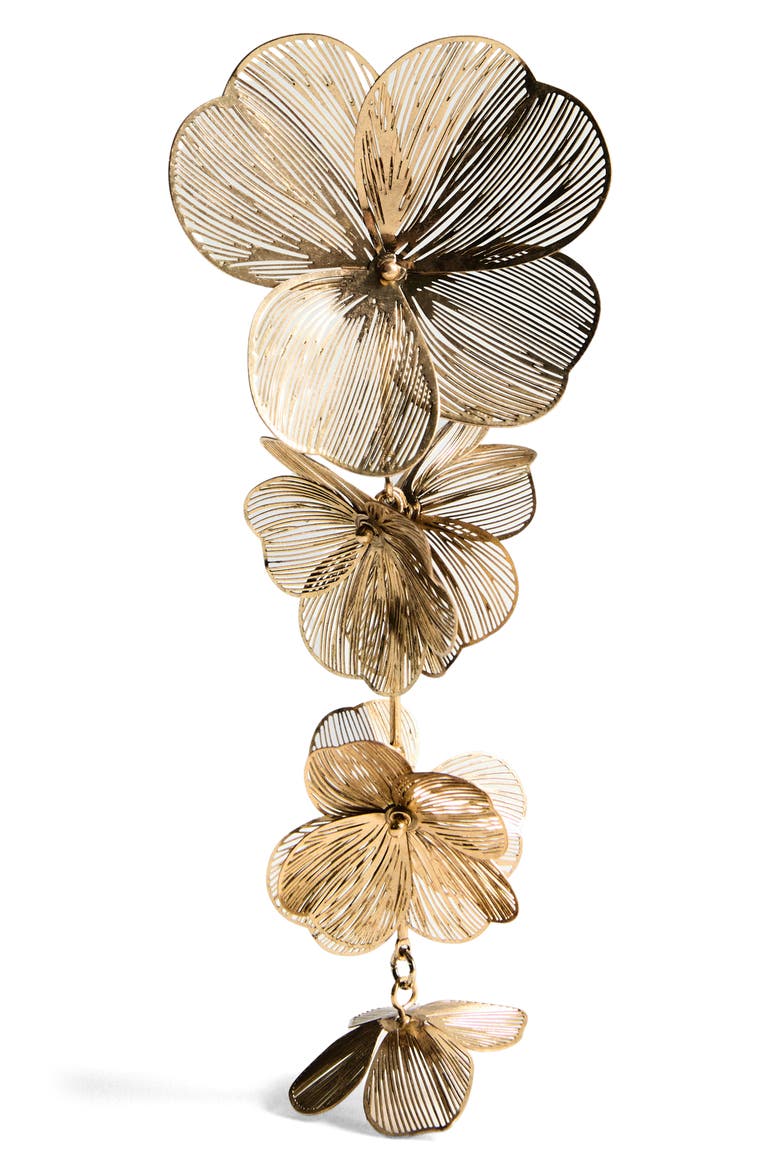 Hanging Floral Earrings, Alternate, color, GOLD