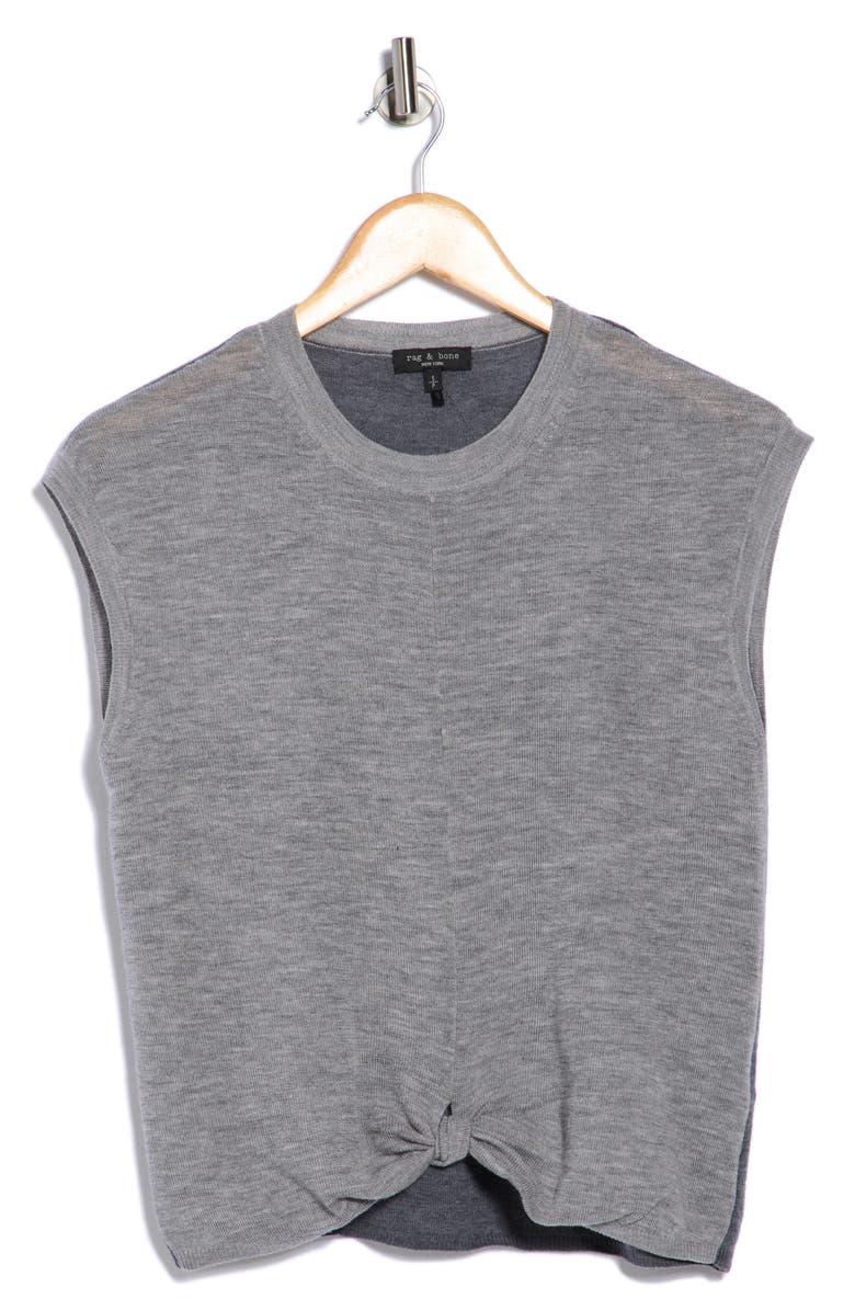 rag & bone Dennis Twist Front Wool Sleeveless Sweater, Alternate, color, Heather Grey