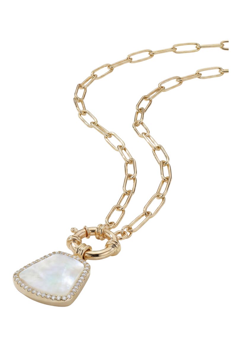 Mother-of-Pearl Tag Pendant Necklace, Alternate, color, GOLD