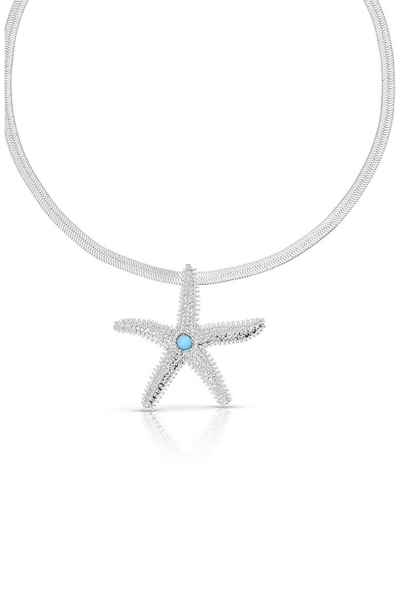 Mermaid Cove Starfish Pendant Necklace, Alternate, color, SILVER