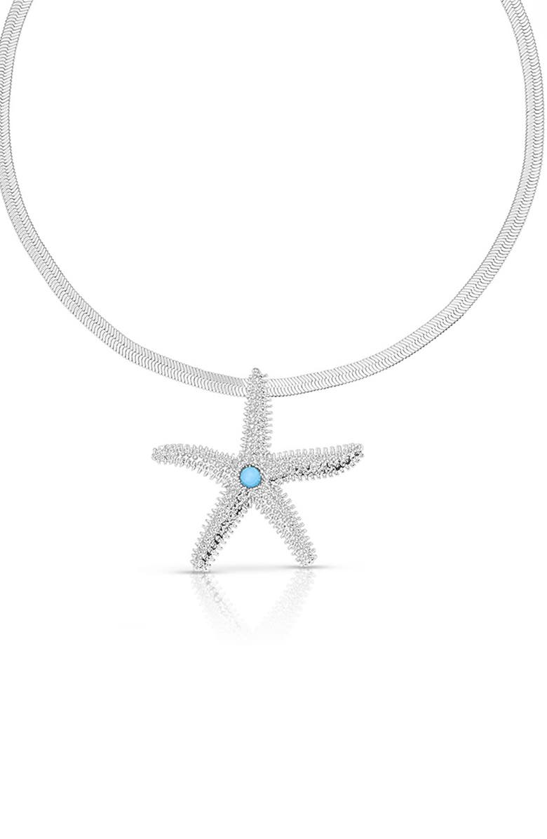 Ettika Mermaid Cove Starfish Pendant Necklace, Alternate, color, Silver