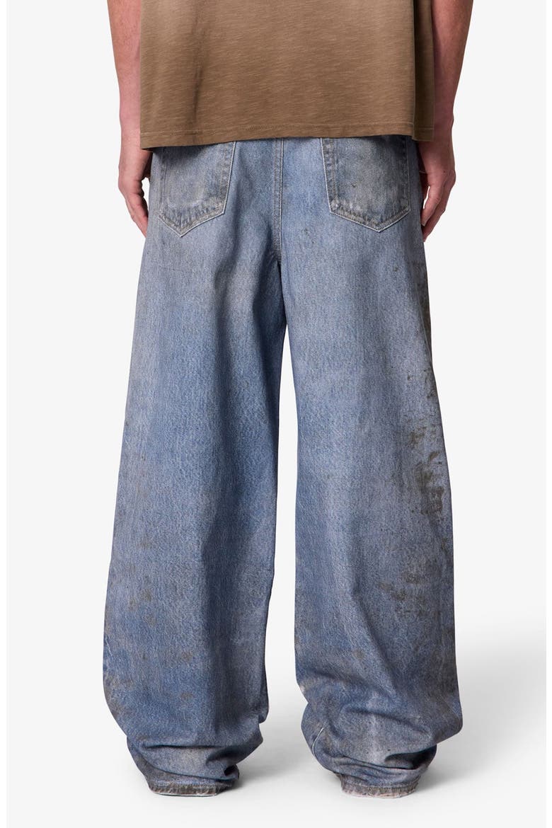 Oil Stain Printed Relaxed Wide Leg Ripped Jeans, Alternate, color, BLUE