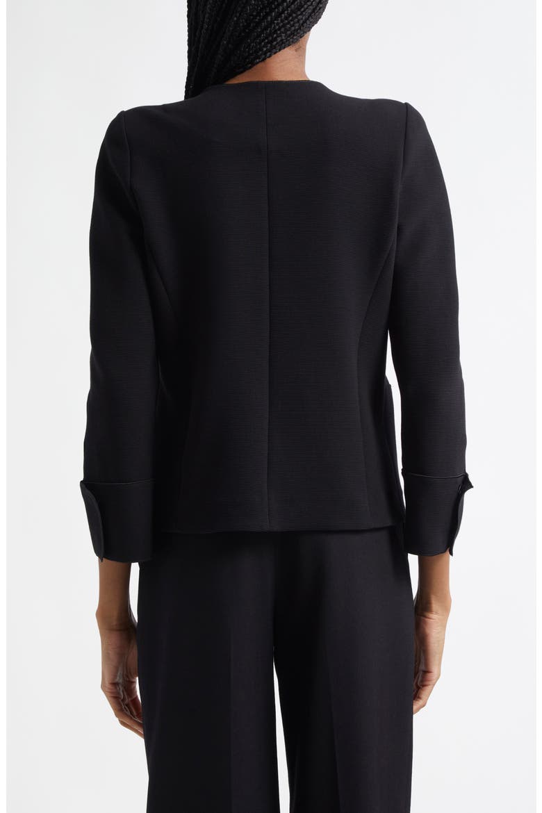 Ottoman Stretch Cotton Short Jacket, Alternate, color, BLACK