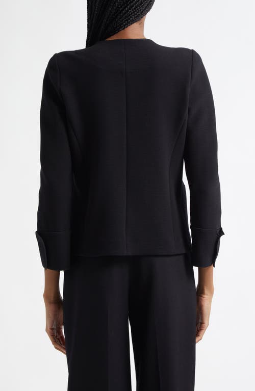 Emporio Armani Ottoman Stretch Cotton Short Jacket In Black