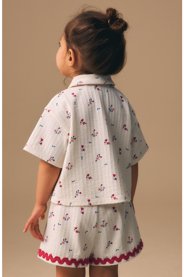 Kids' Floral Button-Up Shirt & Shorts Set, Alternate, color, NEUTRAL