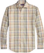 Ralph Lauren Purple Label Plaid Hemp & Cotton Button-Up Shirt