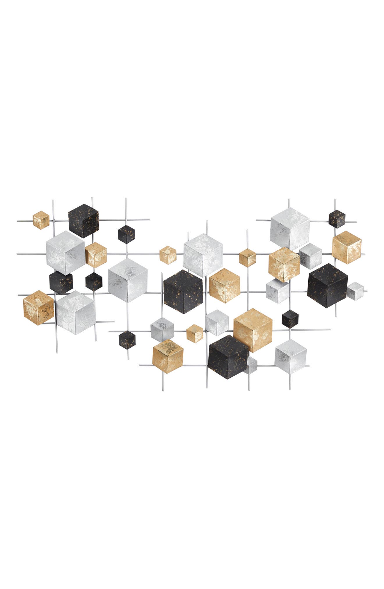 WILLOW ROW Multicolored Metal 3D Cube Relief Geometric Wall Decor