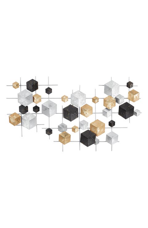 Multicolored Metal 3D Cube Relief Geometric Wall Decor
