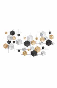 WILLOW ROW Multicolored Metal 3D Cube Relief Geometric Wall Decor