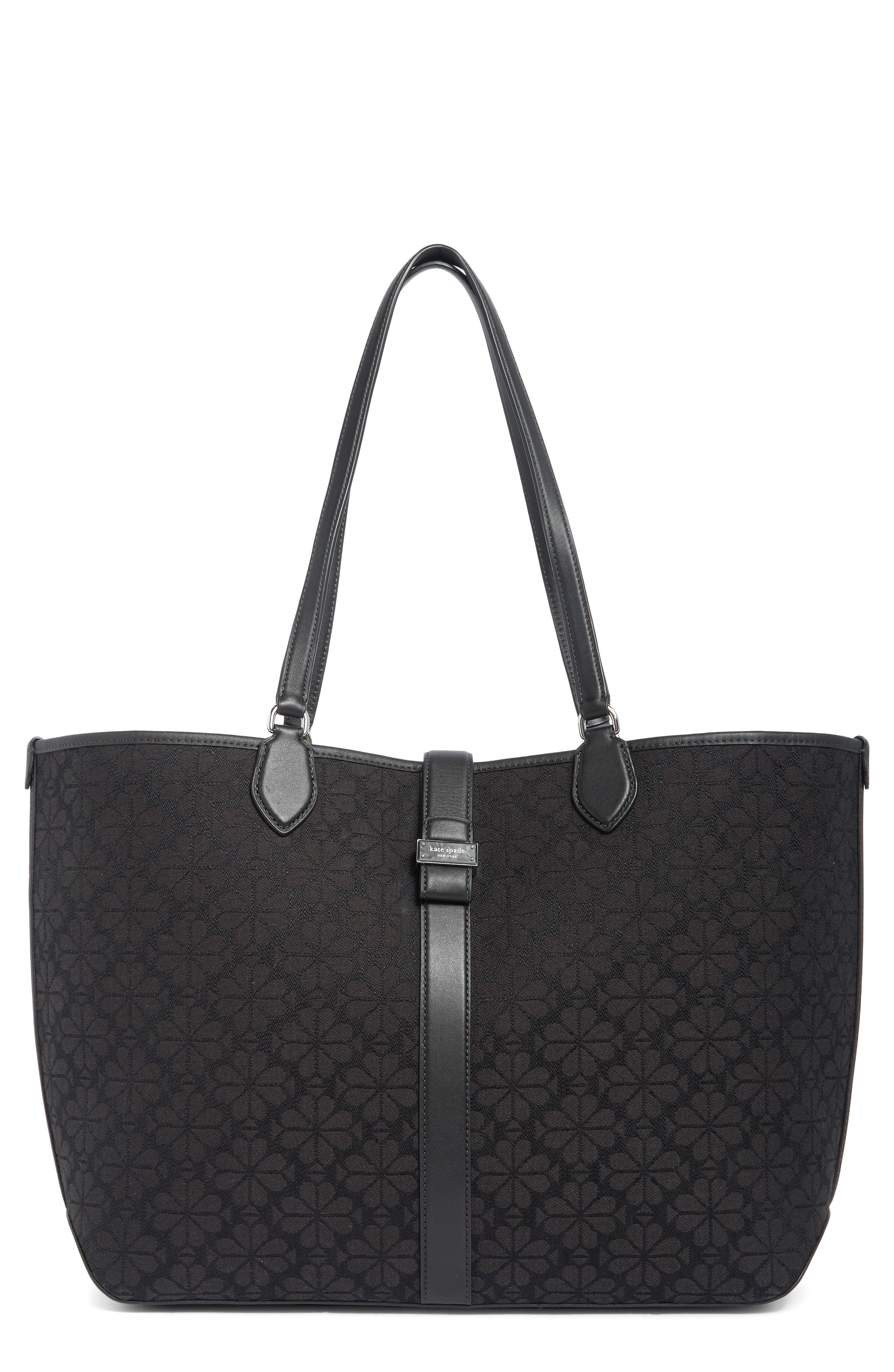 large spade floral jacquard tote