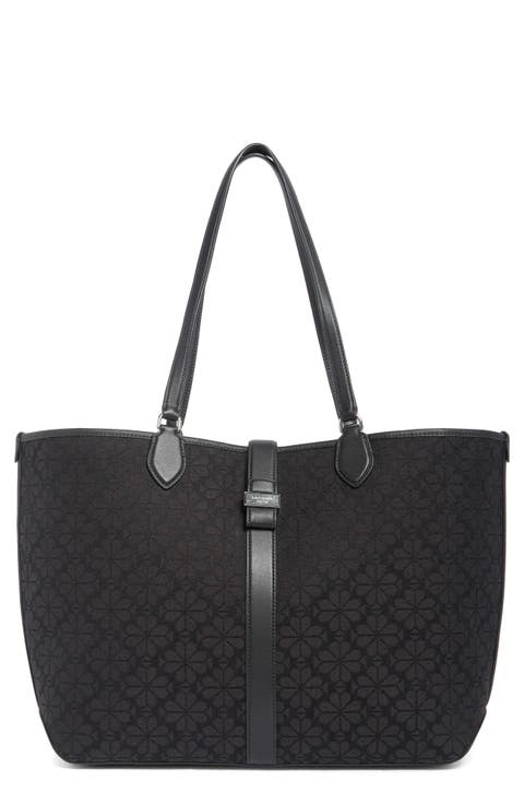 large spade floral jacquard tote