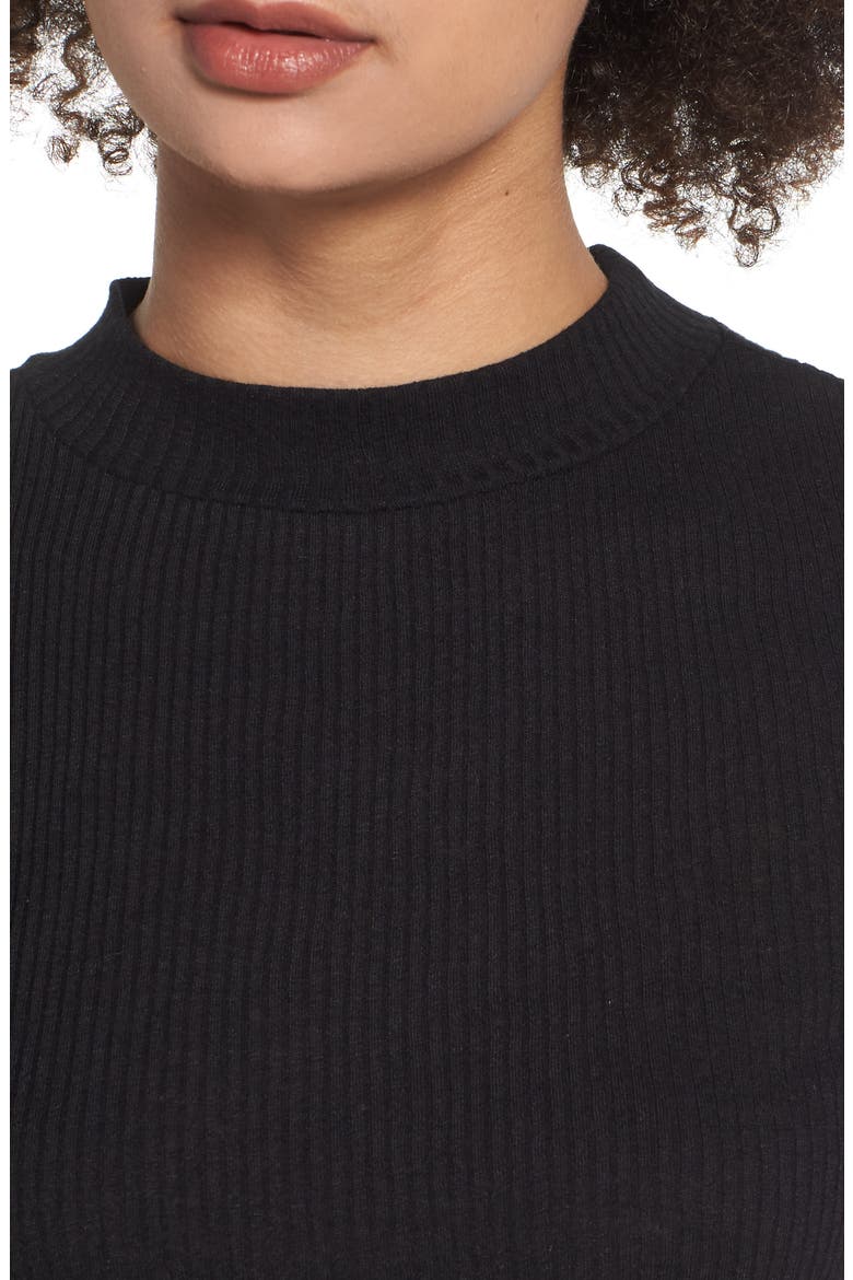 Mock Neck Slouch Tee, Alternate, color, BLACK