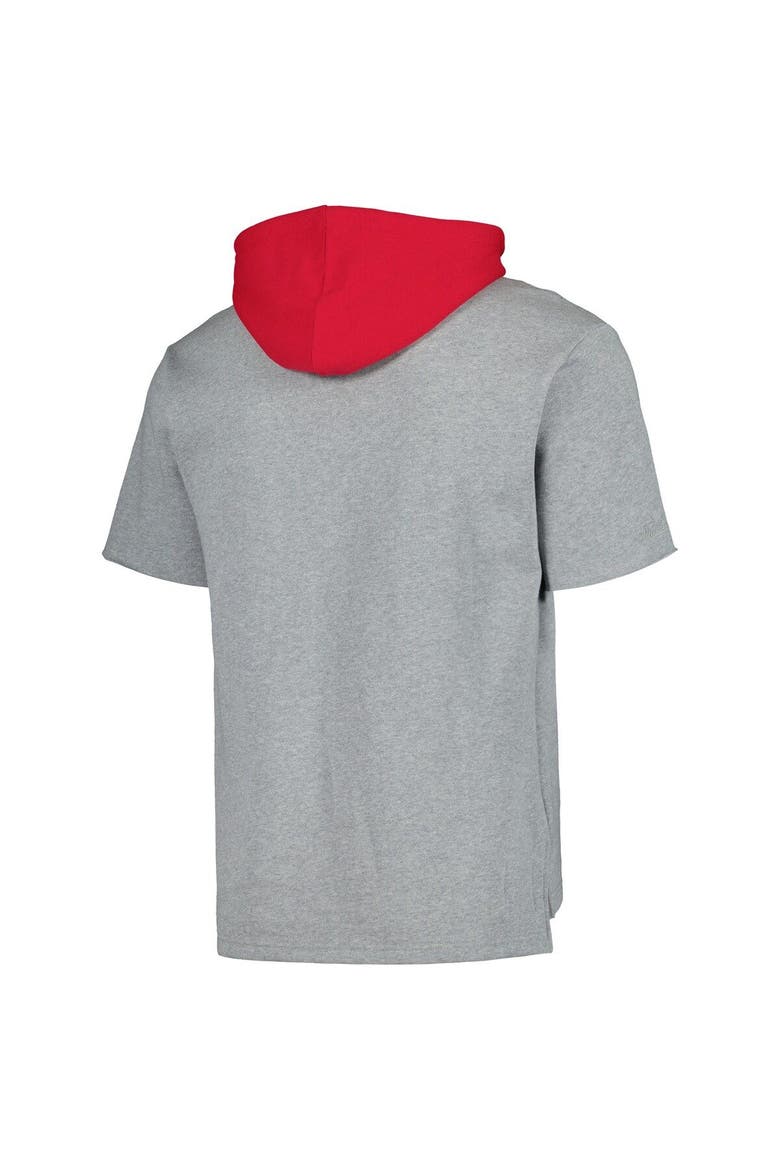 Men's Mitchell & Ness Heather Gray St. Louis Cardinals Postgame Short Sleeve Pullover Hoodie, Alternate, color, Heather Gray