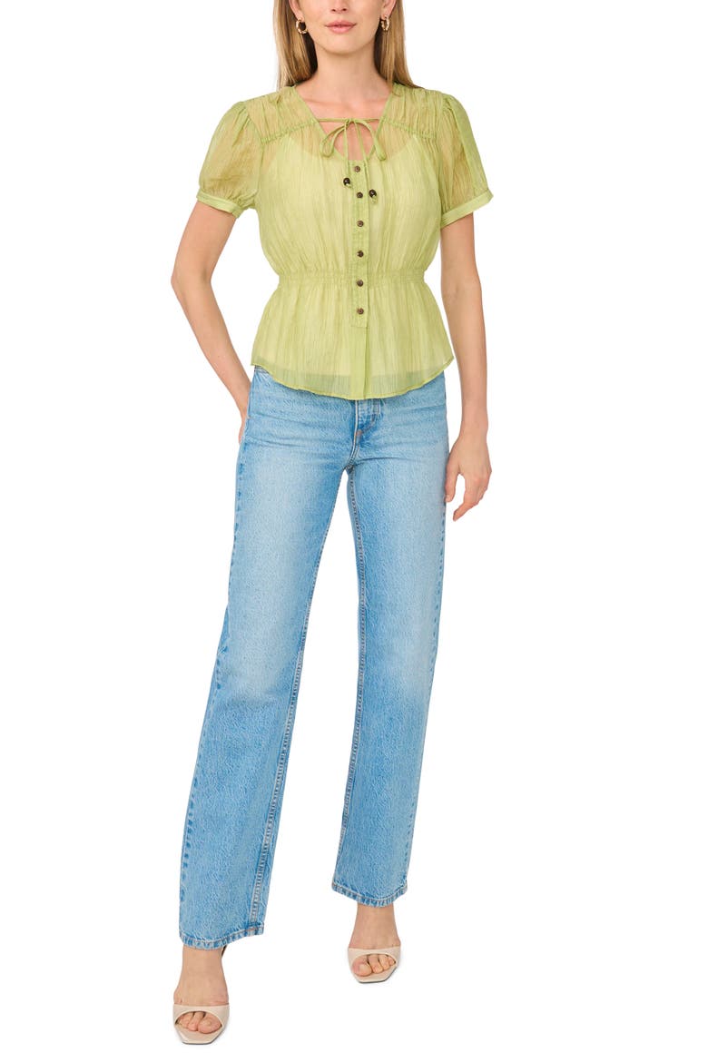 V-Neck Short Sleeve Top, Alternate, color, CACTUS